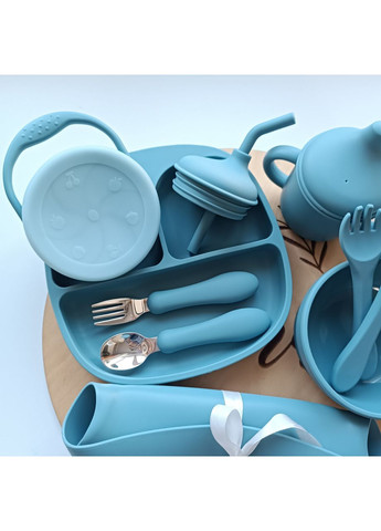 Набор посуды для малыша Смоки блу 10 шт Посуда для малышей безопасная экологичная (0205) No Brand (368999942)