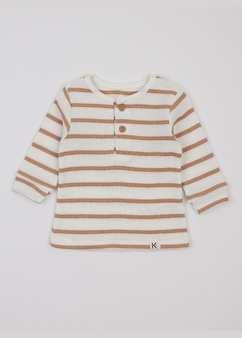 Коричневий демісезонний комлект для малюків: смужкова кофтинка та коричневі штанці KRAKO
