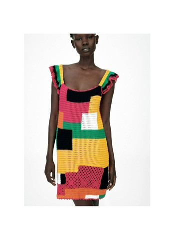 Комбінована сукня жіноча limited edition color block crochet mini dress size small Zara