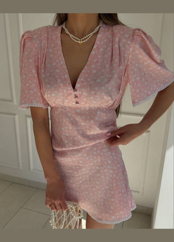 Персикова повсякденний, кежуал жіноча персикова сукня No Brand з квітковим принтом