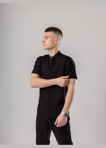 Черная повседневный, классическая, кэжуал рубашка однотонная No Brand