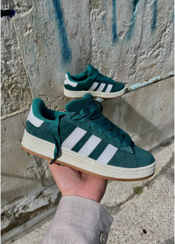 КРОСІВКИ ЖІНОЧІ ADIDAS CAMPUS DARK GREEN WHITE АДІДАС КАМПУС No Brand сірі демісезони (367169365)