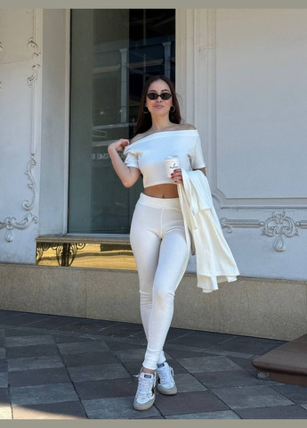 Білий костюм трійка з турецької тканини, літній ніжний костюм 3-ка No Brand 1705 (333656037)