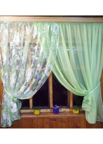 Фіранка готова коротка Вероніка яблунева яблуневий цвіт білий No Brand (372133849)