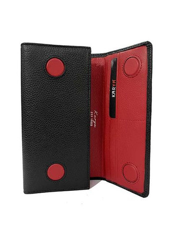 Кошелек женский натуральная кожа черный середина красная Karya (336378007)