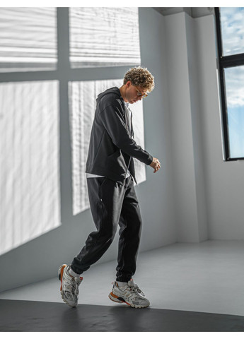 Спортивний костюм чоловічий теплий на флісі на Блискавці ZIP FUR Чорний Teamv (362456474)