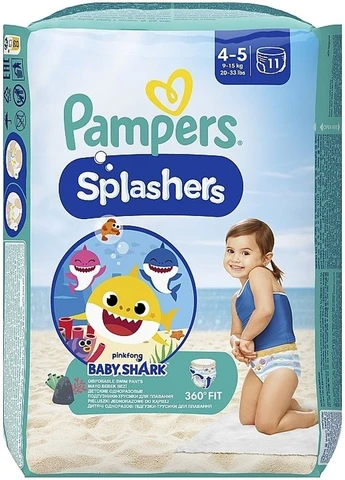 Трусики для плавания Splashers Размер 4-5 (9-15 кг), 11 шт. 11шт (962241-31157822) Pampers (365799464)