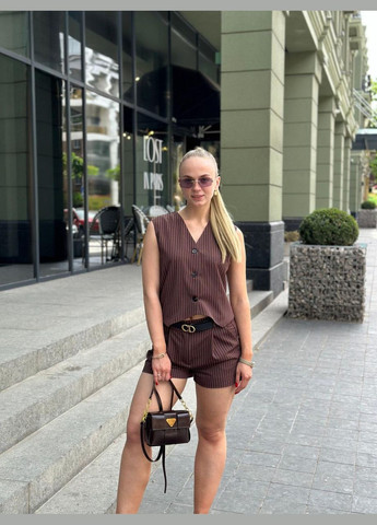 Жіночий костюм в смужку жилет і шорти Шоколад Maybel (335011339)