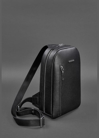 Чорний шкіряний чоловічий рюкзак на одне плече Chest Bag (A-027168) BlankNote (330144388)