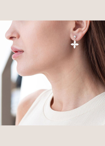 Серьги - пусеты Клевер в серебре 122878 Oniks (266898299)