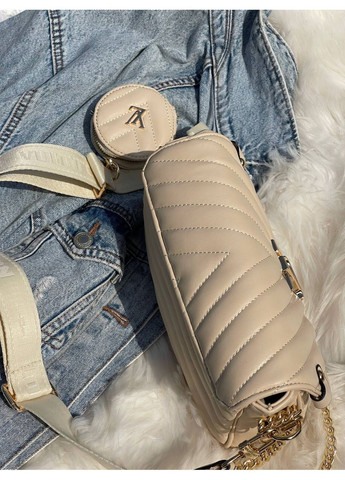 Сумка Wave Multi Pochette Bag Beige/Gold женская LV бежевая 2в1 с кошельком No Brand (364488332)