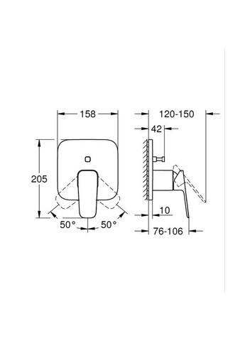 Змішувач одноважільний прихованого монтажу для ванни Cubeo з перемикачем на 2 положення (1017782430) Grohe (332054405)