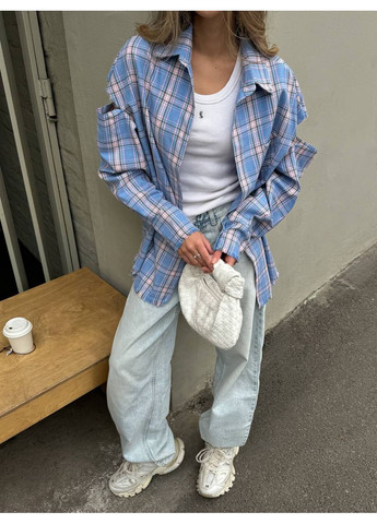 Жіноча фланелева сорочка з рваними рукавами Osoblyva (357712909)