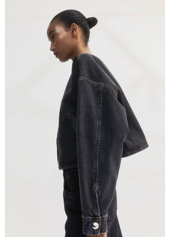 Чорна демісезонна жіноча джинсова куртка оверсайз н&м (56786) xs чорна H&M