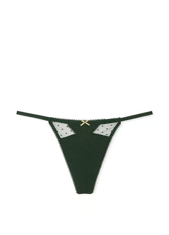 Трусики-стринги женские люксовые Stretch Cotton V-String зеленые Victoria's Secret (347617873)