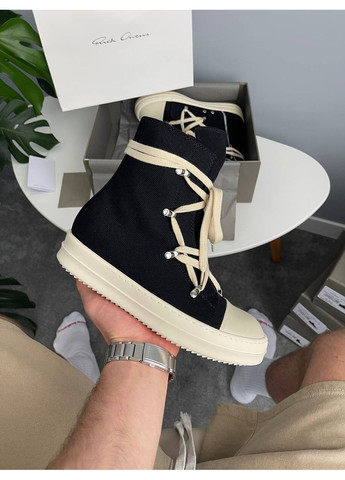 Чорно-білі Осінні кросівки чоловічі rick owens drkshdw hexagram black milk premium | рік оуенс гексаграма преміум чорно-білі No Brand