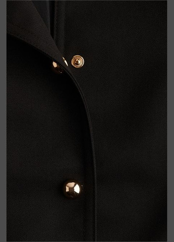 Черный женский короткий женский черный жакет из тканого материала с круглым вырезом -xs H&M однотонный - всесезон