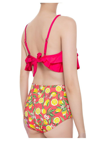 Червоний літній роздільний підлітковий купальник із рюшами та високими плавками модель 0356 арт.1110 роздільний Samegame