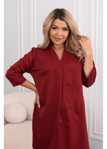 Бордова жіноча сукня вільного крою з коміром No Brand