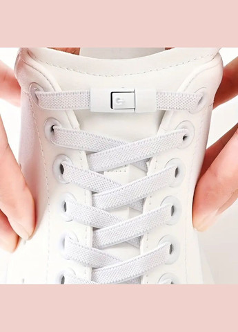 Еластичні шнурки без зав'язок із застібками 1м білі No Brand (329744188)