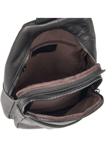 Рюкзак чоловічий шкіряний сумка через плече слінг 14477 Чорний Vintage (301871538)