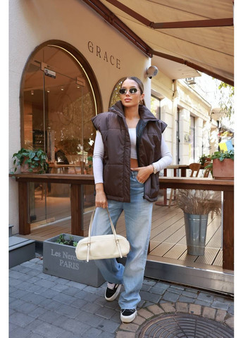 Женский утеплённый жилет оверсайз плащёвка No Brand Р1559-7084/1 (365815412)