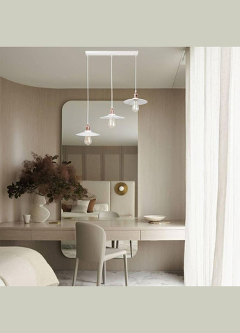 БІла люстра на три плафони лофт на планці 50см (52-837F-3 WH) No Brand (370071331)