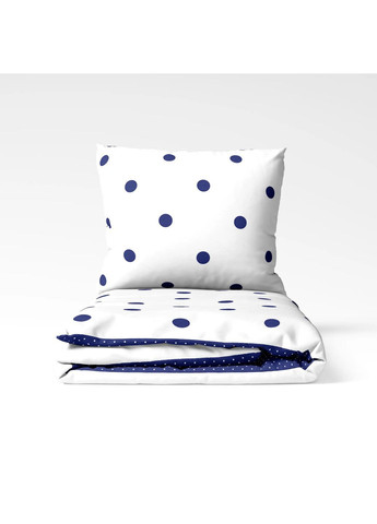 Полуторний комплект постільної білизни з наволочками 50*70 см, 115 гр/м2 Perfect Dots Білий з синім (16450150215) ТЕП (364237734)