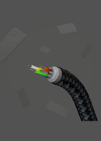 Кабель USB-С - Lightning, BRAIDED SILICONE, 1m, black Belkin (331605253)