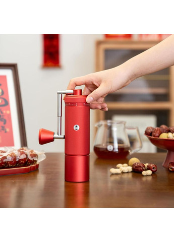 Ручна кавомолка Chestnut S3 Festival Red (S2C890) кавомолка з регулюванням помелу зі сталевими жорнами Timemore (363555408)