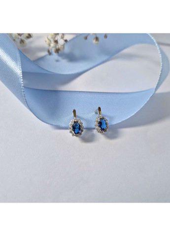 Срібні сережки із Синіми каменями срібло 925 проби Родоване 82590с 2.34г No Brand (306743097)
