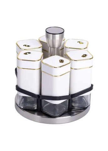 Набор для специй 6 емкостей карусель для приправ на подставке стеклянные баночки для кухни и кулинарии ProDobro (364189403)