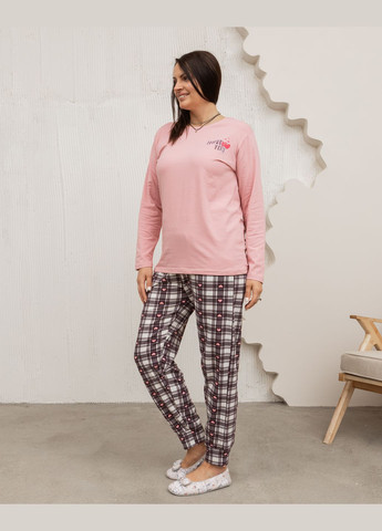 Розовая батальный комплект со штанами в сердечки Nicoletta