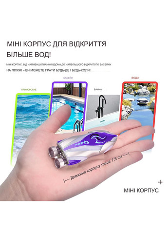 Дитячий міні-катер Otters з дистанційним керуванням високошвидкісний трюковий з підсвічуванням фіолетовий ORIGINAL (305836643)