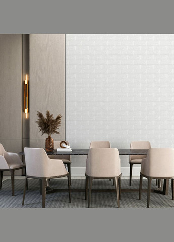 3D панель самоклеюча цегла Білий Матовий 700х770х5мм (001-5M) SW-00000587 No Brand (328578350)