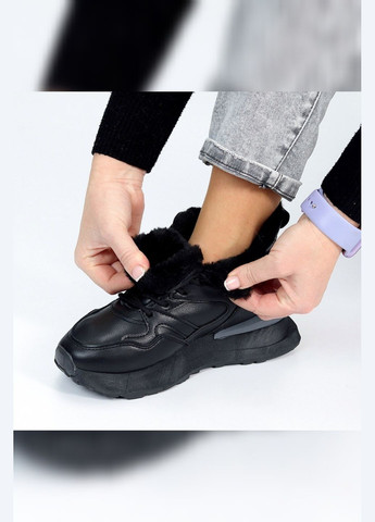 Черные зимние кроссовки черные зимние женские на меху Viki кросівки
