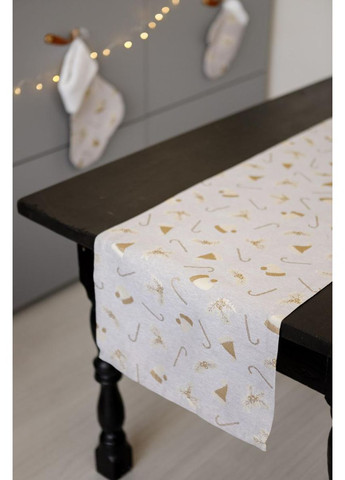 Раннер на стол жаккардовый 40х180 см Шапочки на бежевом. Прованс (366970002)