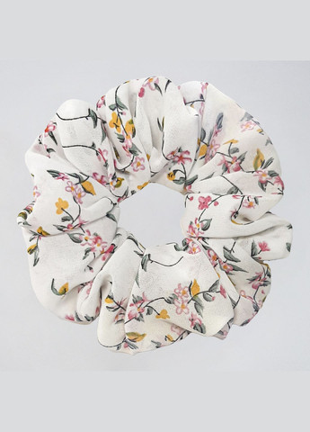 Набір резинок для волосся - Скранчі з квітковим принтом - 3 резинки з шифону : жовта, синя, біла InRed (306437366)