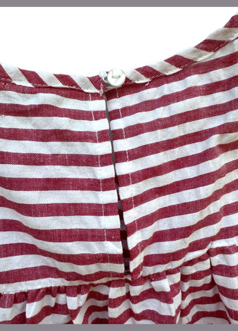 Красная летняя футболка-блуза без рукавов для девочки 2000-37 полосатая красно-белая (134 см) OVS