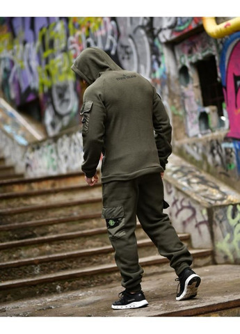 Стильний чоловічий спортивний костюм на флісі Stone Island хакі осінь/зима No Brand (372156510)