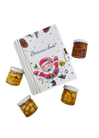 Коробочка деревянная маленькая книга с Дедом морозом 4 шт по 50 крем мед Царство Меду (360543396)