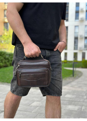 Топ! Мужская кожаная сумка барсетка через плечо с коричневой ручкой 61881B Bexhill (341309580)
