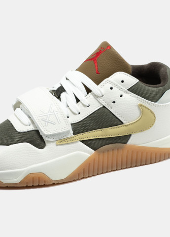 Кроссовки женские и мужские Nike Jordan Cut Check x Travis Scott White Brown | Найк Джордан белые No Brand белые демисезоны (335012306)