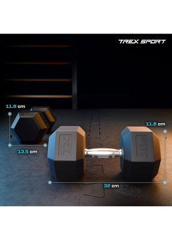Гантеля шестигранна прогумована TX-100RD 10кг TREX Sport (365437344)