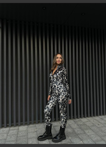 Комбинезон N.Family однотонний чорно-білий кежуал