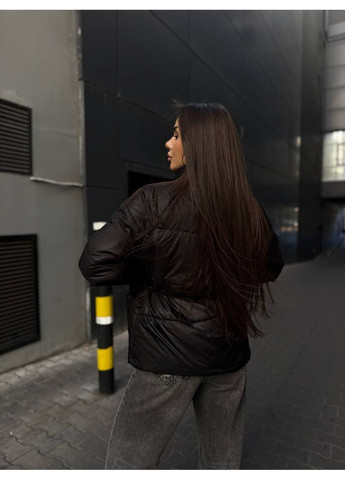 Чорна жіноча куртка-кімоно утеплена нко-пухом шоколад No Brand