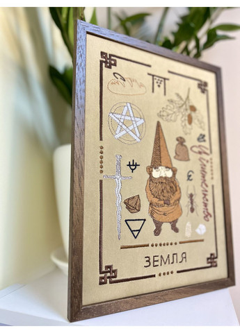 Картина-оберіг Віканський оракул Земля 34×24 см бежевий оксамит з вишивкою (NF01004) Tiferet-NF (371772256)