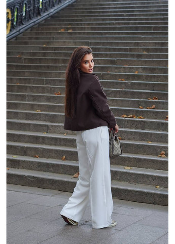 Темно-коричневе демісезонне Жіноче пальто коротке оверсайз FINO Mode