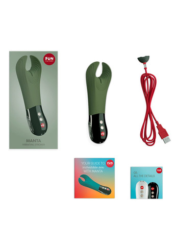 Вібратор для пеніса MANTA moss green/black, підходить для парних ігор Fun Factory (315149367)