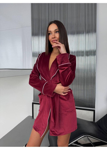 Жіночий халат велюровий Бургунді No Brand (368709092)